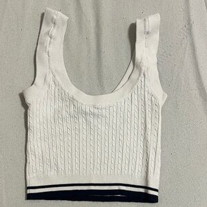 Bershka White Cable Knit Crop Top